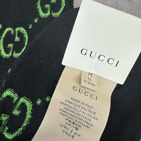 GUCCI New Interlocking G Jacquard Socks Green Black Medium 700626 - Picture 9 of 10